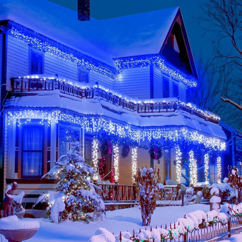Instalație LED tip țurțuri, 240 LED-uri, 12 m, albastră – imagine 1