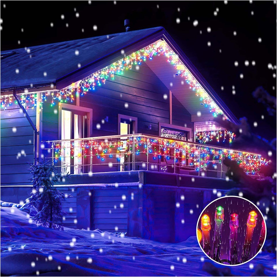 Instalație LED tip țurțuri, 240 LED-uri, 12 m, multicoloră – imagine 1
