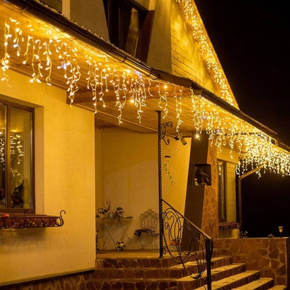 Instalație LED tip țurțuri, 240 LED-uri, 12 m, alb cald – imagine 2