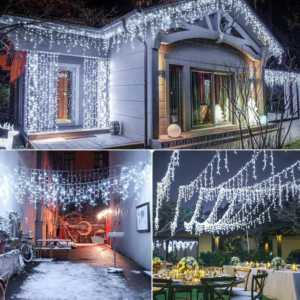 Instalație LED tip țurțuri, 240 LED-uri, 12 m, alb rece – imagine 2