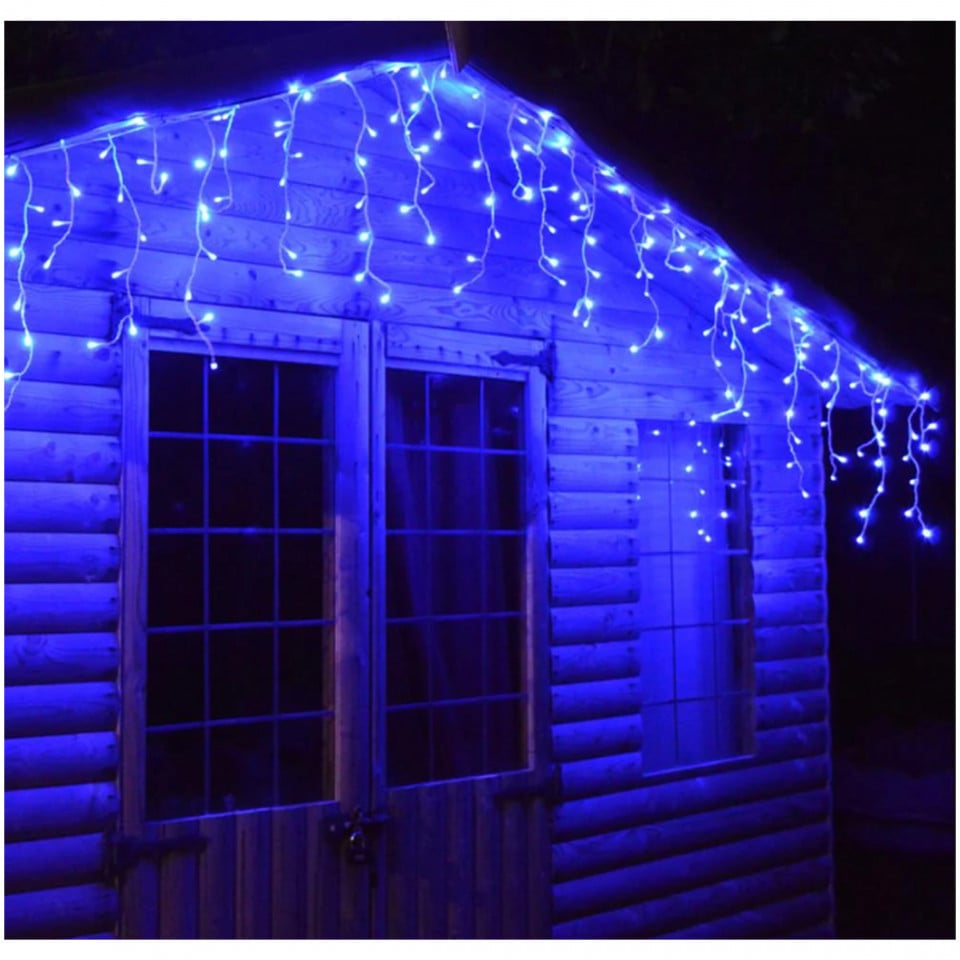 Instalație LED tip țurțuri, 120 LED-uri, 5,5 m, albastră – imagine 4