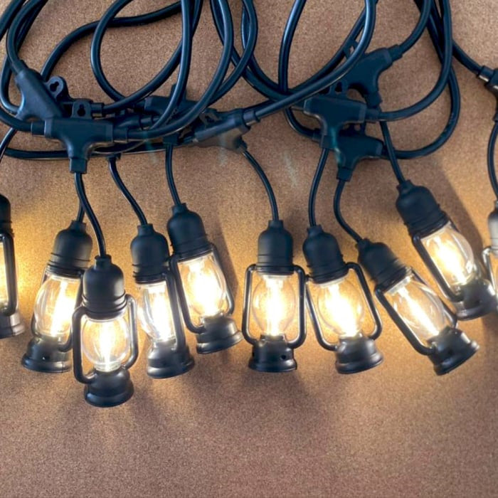 Ghirlandă luminoasă decorativă, felinare, 10 becuri, 10 m, alb cald – imagine 1