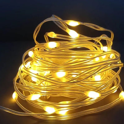 Instalatie LED Fairy 20m, 5V DC, lumina amber, IP65, cu telecomanda, rezistenta la apa