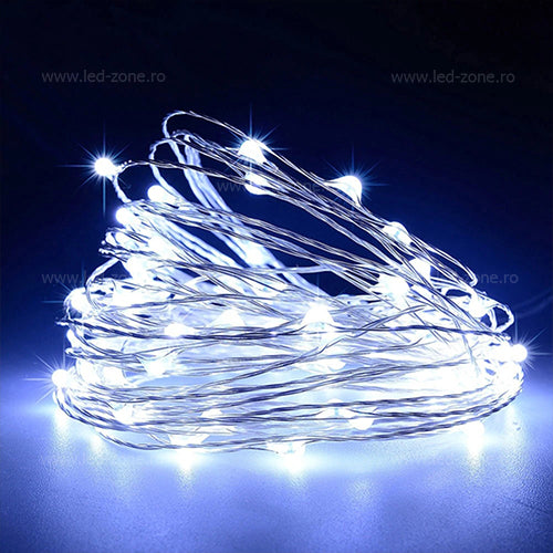 Instalație luminoasă LED cu baterii, 10 m, multicoloră / alb rece / alb cald – imagine 3