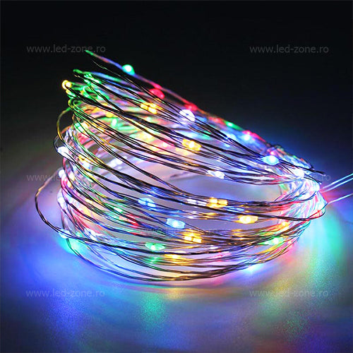 Instalație luminoasă LED cu baterii, 10 m, multicoloră / alb rece / alb cald – imagine 4