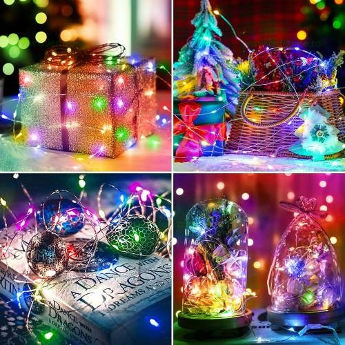 Instalație luminoasă LED cu baterii, 50 LED-uri, multicoloră – imagine 4