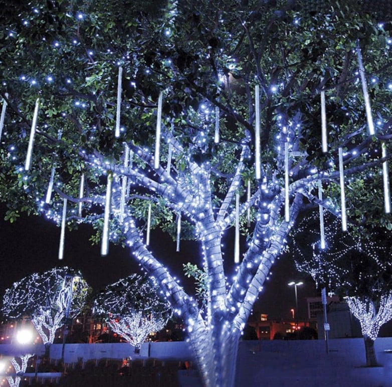 Instalație luminoasă tip meteori, 8 tuburi de 50 cm, 4,5 m, alb rece – imagine 1