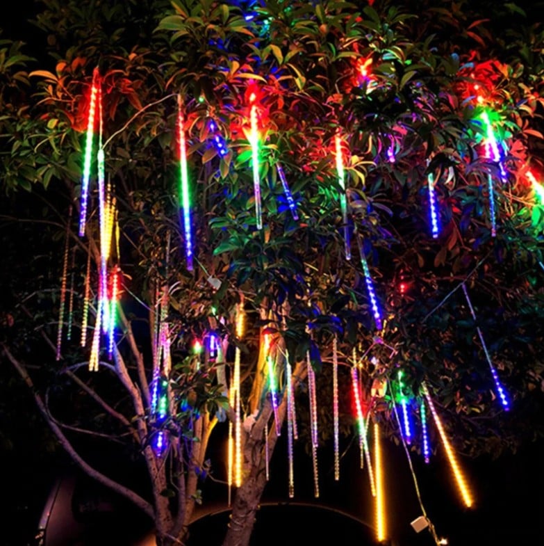Instalație luminoasă tip meteori, 8 tuburi de 30 cm, 4,5 m, multicoloră – imagine 1