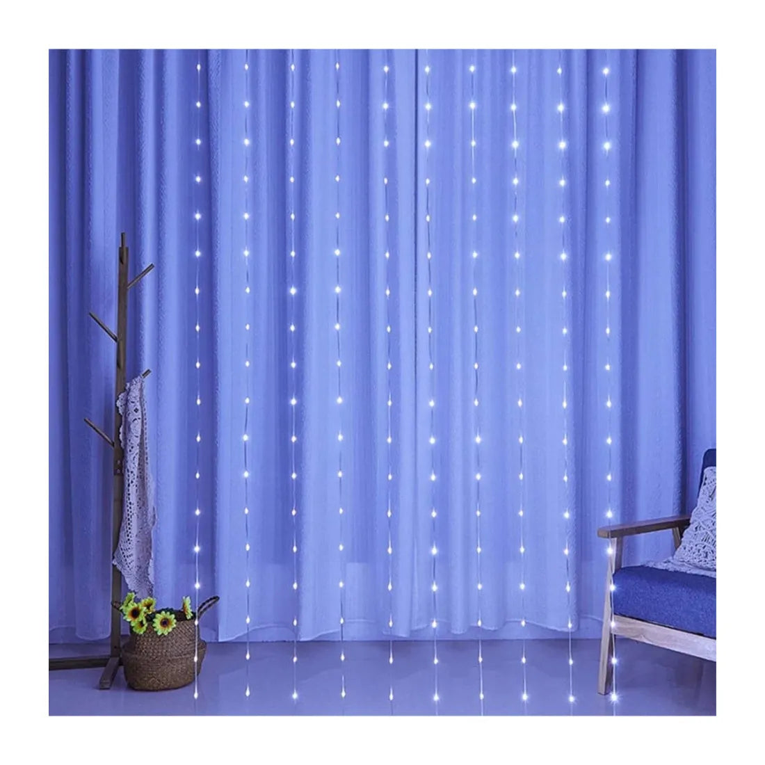 Perdea luminoasă LED, 390 LED-uri, 3 × 3 m, alb rece – imagine 1
