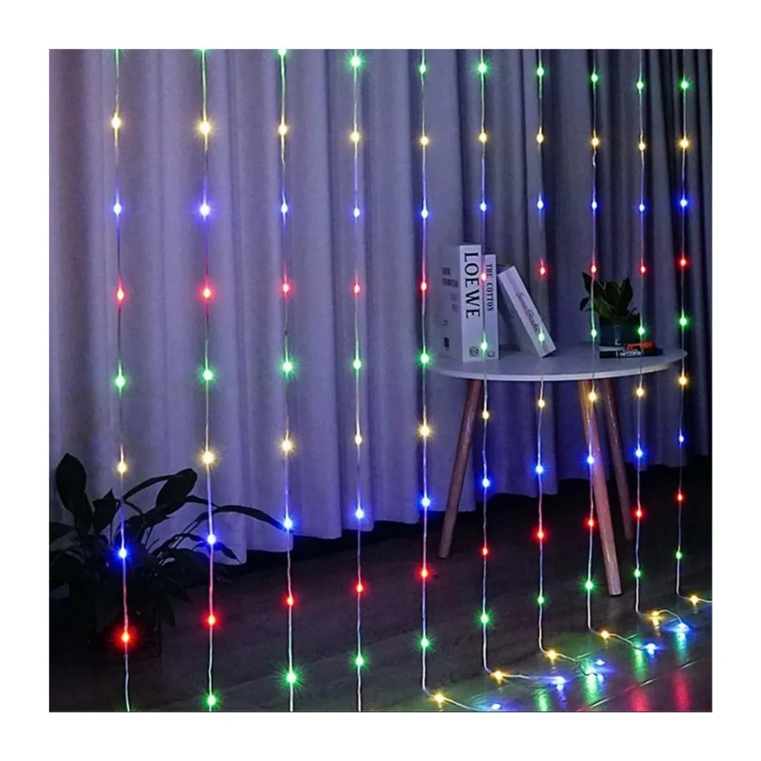 Perdea luminoasă LED, 390 LED-uri, 3 × 3 m, multicoloră – imagine 1