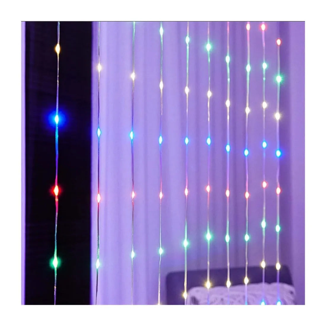 Perdea luminoasă LED, 390 LED-uri, 3 × 3 m, multicoloră – imagine 3
