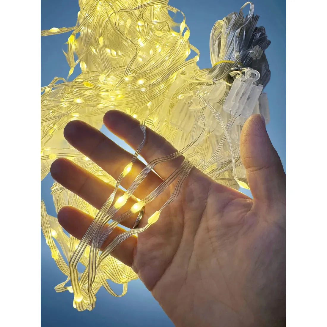 Perdea luminoasă LED, 390 LED-uri, 3 × 3 m, alb cald – imagine 4