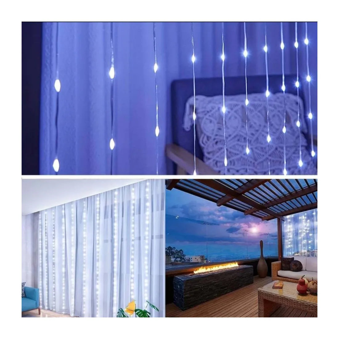 Perdea luminoasă LED, 120 LED-uri, 3 × 1 m, alb rece – imagine 2