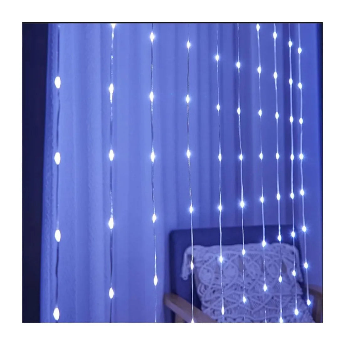 Perdea luminoasă LED, 240 LED-uri, 5 × 1 m, alb rece – imagine 3