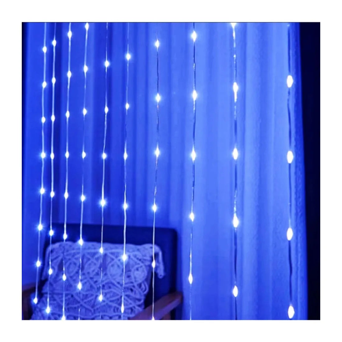 Perdea luminoasă LED, 320 LED-uri, 8 × 1 m, albastră – imagine 1