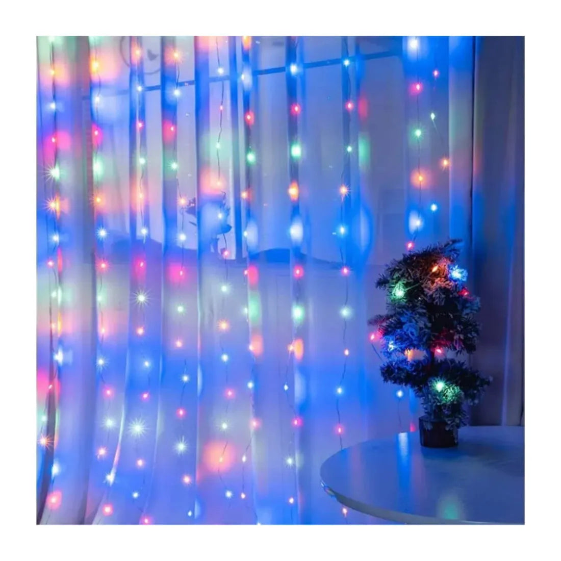 Perdea luminoasă LED, 320 LED-uri, 8 × 1 m, multicoloră – imagine 3