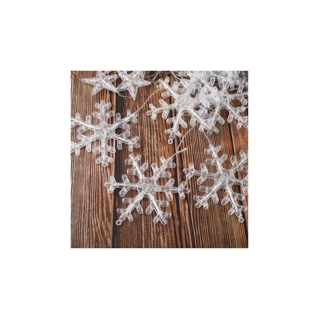 Perdea luminoasă LED, stele și fulgi de nea, 95 LED-uri, 3 × 1 m, multicoloră – imagine 4