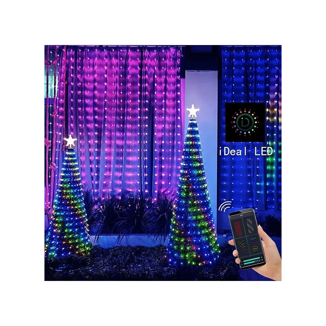 Perdea luminoasă LED digitală, 400 LED-uri, 3 × 2 m, RGB + alb – imagine 2