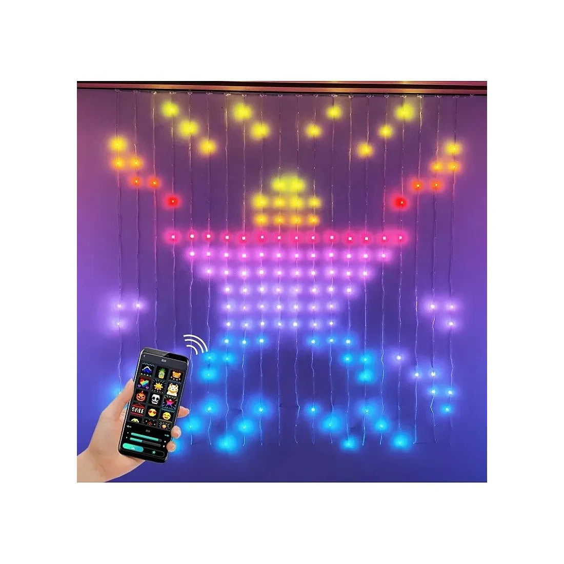 Perdea luminoasă LED digitală, 400 LED-uri, 3 × 2 m, RGB – imagine 2