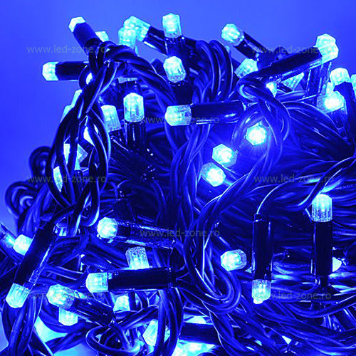 Instalație luminoasă LED tip șir, LED-uri tip diamant, 100 LED-uri, 10 m, albastră – imagine 1
