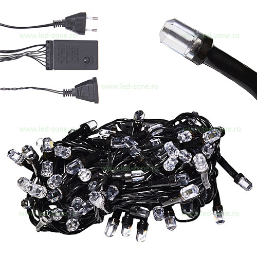 Instalație luminoasă LED tip șir, LED-uri tip diamant, 200 LED-uri, 20 m, multicoloră – imagine 3