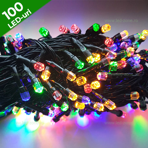 Instalație luminoasă LED tip șir, LED-uri tip diamant, 200 LED-uri, 20 m, multicoloră – imagine 1