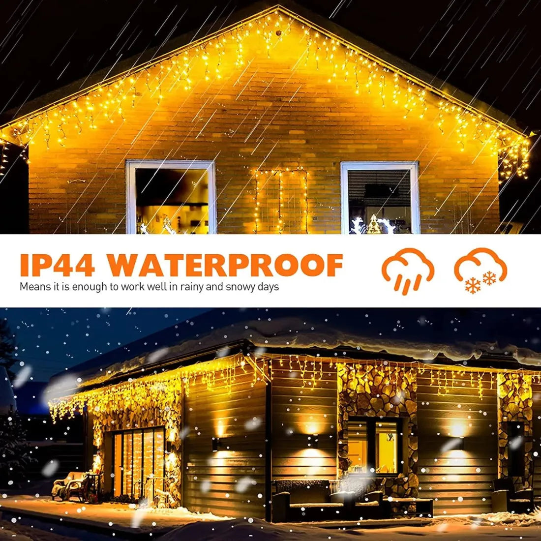 Instalație LED tip țurțuri, 300 LED-uri, 15 m, alb cald – imagine 2