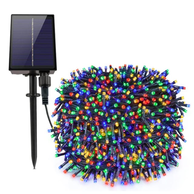 Instalație solară LED tip șir, 880 LED-uri, 100 m, cu telecomandă, multicoloră – imagine 1