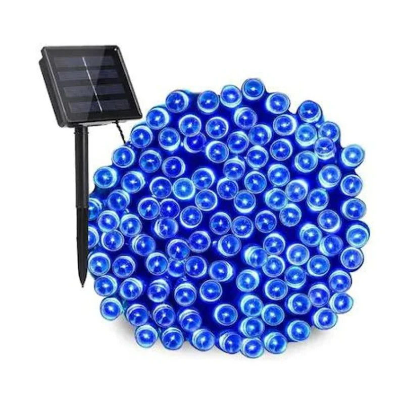 Instalație solară LED tip șir, 420 LED-uri, 50 m, cu telecomandă, albastră