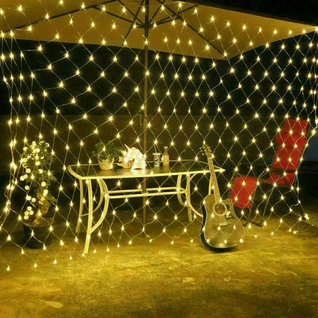 Instalație luminoasă LED tip plasă, 3 × 3 m, alb cald – imagine 1