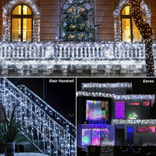 Instalație LED tip țurțuri, 200 LED-uri, 10 m, alb rece – imagine 3