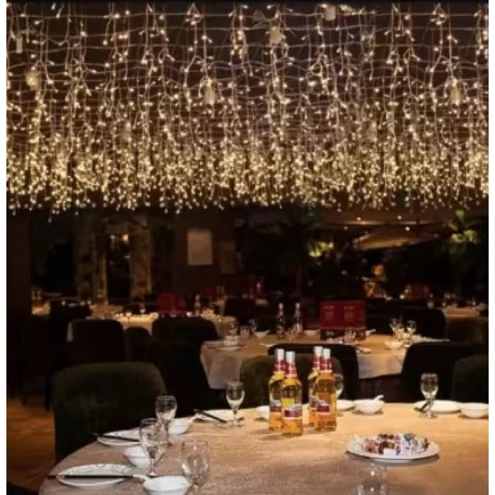 Instalație LED tip țurțuri, 300 LED-uri, 12 m, alb cald – imagine 2