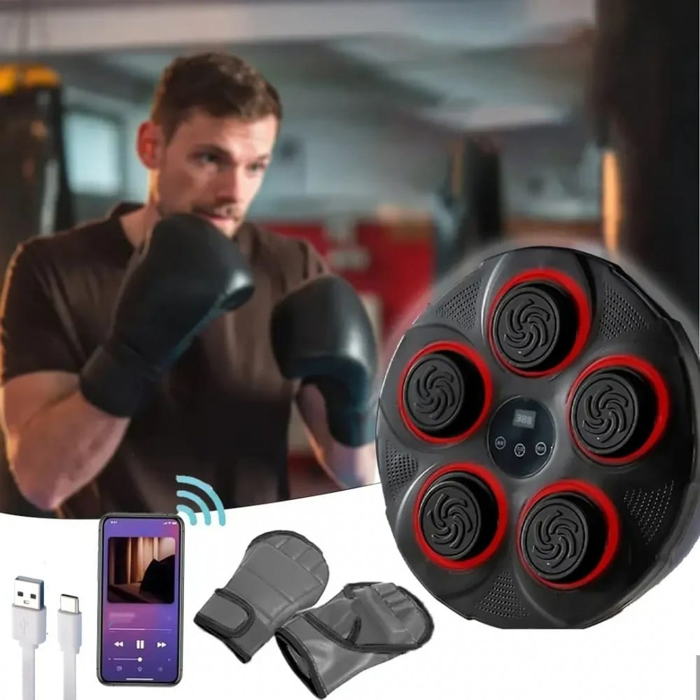 Țintă electronică de box cu muzică, rotundă, cinci zone circulare – imagine 3