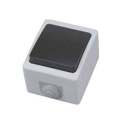 Intrerupator cap scara 10A 250V IP54, montaj la suprafata, gri-negru