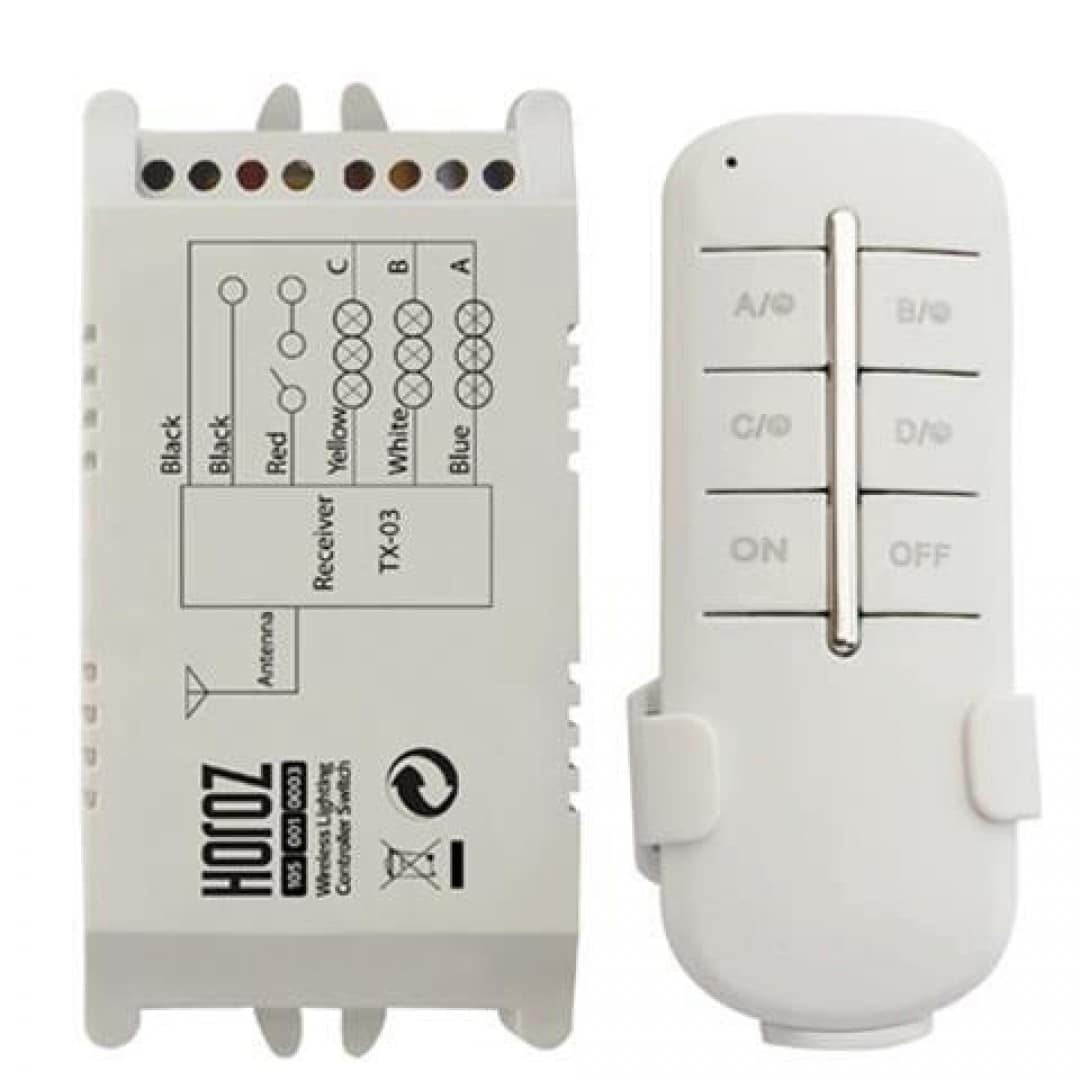 Intrerupator cu telecomanda 3 canale, 3x1000W, distanta 30-60m, unghi 360°