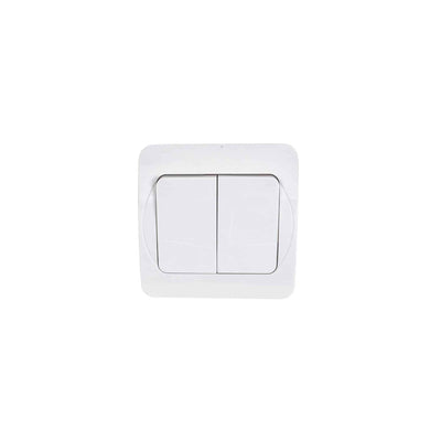 Intrerupator dublu, 10A, 250V, alb, dimensiuni 80x80x35 mm