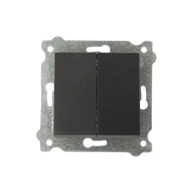 Intrerupator dublu 10A, 250V, culoare neagra, dimensiuni 7.5x7.5 cm