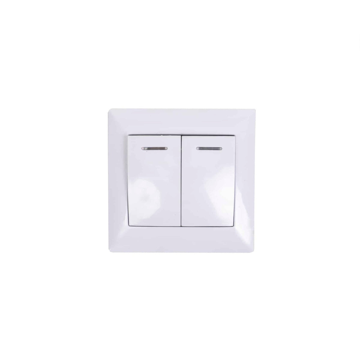 Intrerupator dublu cu led, 10A, 250V, culoare alb, dimensiuni 80x80x35 mm