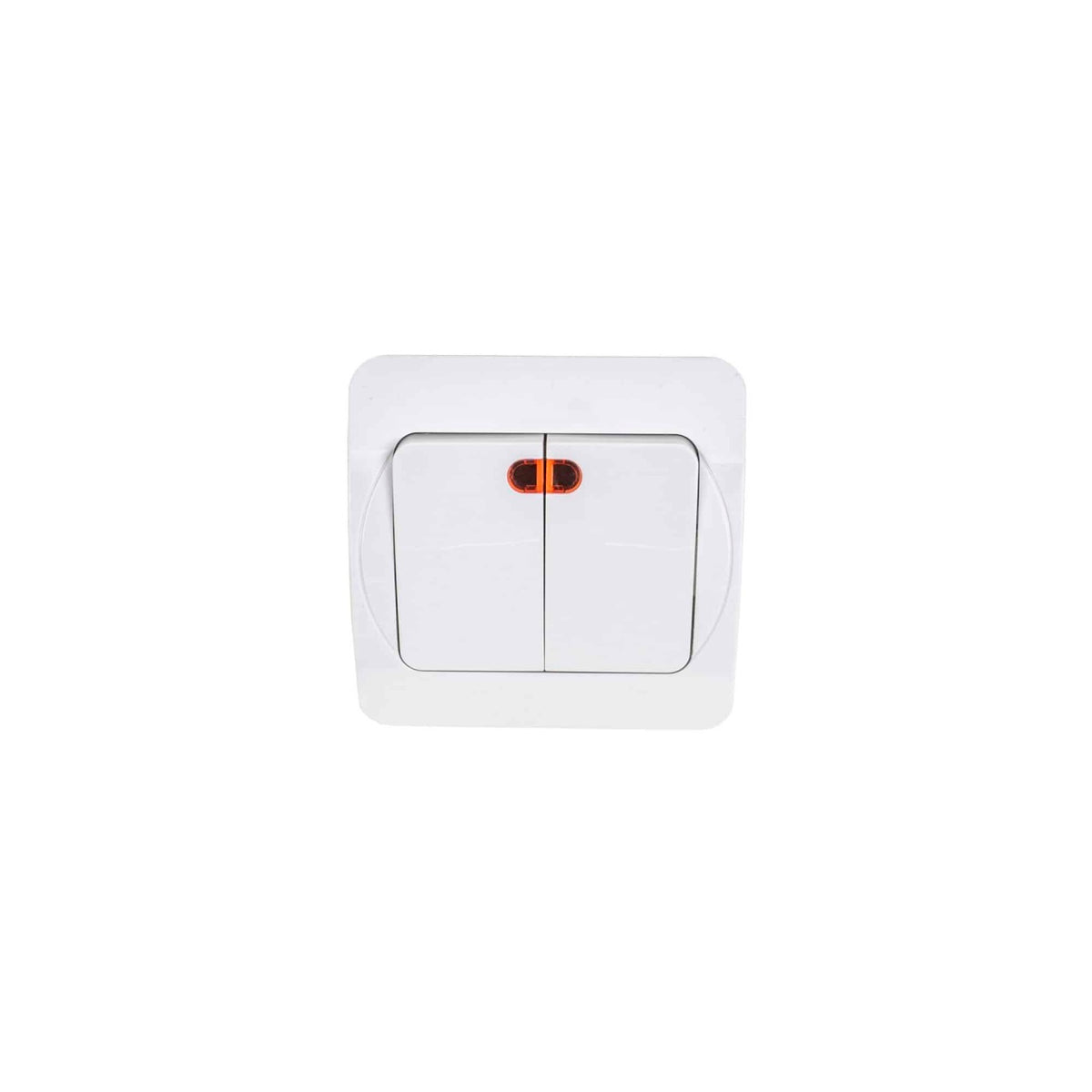 Intrerupator dublu cu led, 10A, 250V, dimensiuni 80x80x35 mm, culoare alb
