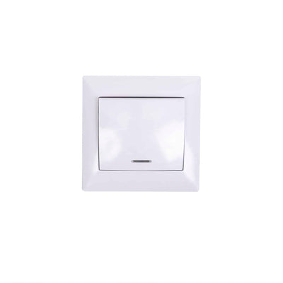 Intrerupator simplu cu led, 10A, 250V, alb, dimensiuni 80x80x35 mm