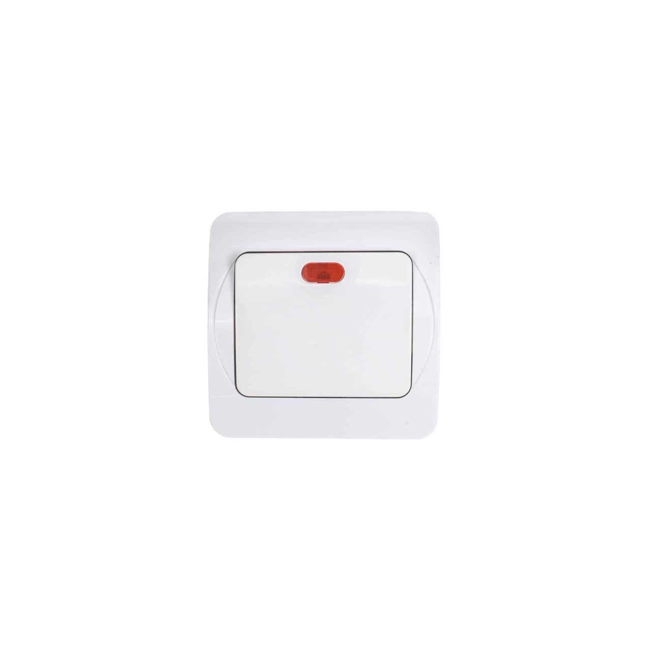 Intrerupator simplu cu led 10A 250V, dimensiuni 80x80x35 mm, culoare alb