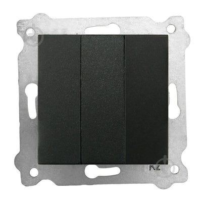 Intrerupator triplu 10A, 250V, culoare neagra, dimensiuni 7.5x7.5 cm