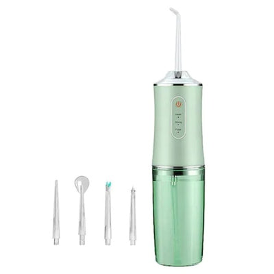 Irigator Profesional Oral pentru dus bucal, 4 Capete Curatare Anti-Tartru, Portabil, Rezervor 220 ml, Verde