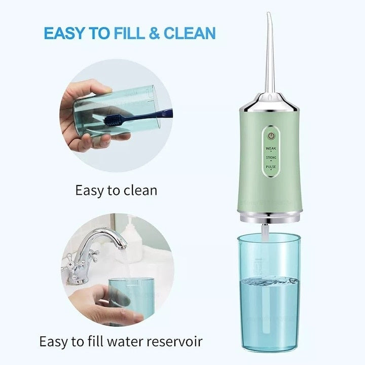 Irigator Profesional Oral pentru dus bucal, Curatare Anti-Tartru, Portabil, Rezervor 220 ml, Verde