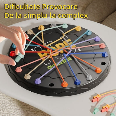 Joc de descalcit pentru copii, cu 3 niveluri de dificultate, franghii colorate, dezvolta atentia si concentrarea, din plastic, negru/multicolor