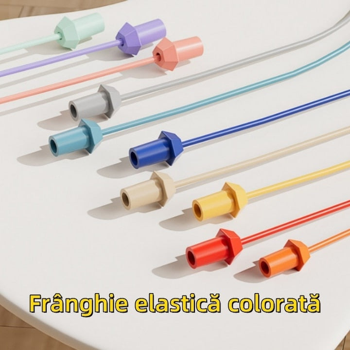 Joc de descalcit pentru copii, cu 3 niveluri de dificultate, franghii colorate, dezvolta atentia si concentrarea, din plastic, negru/multicolor