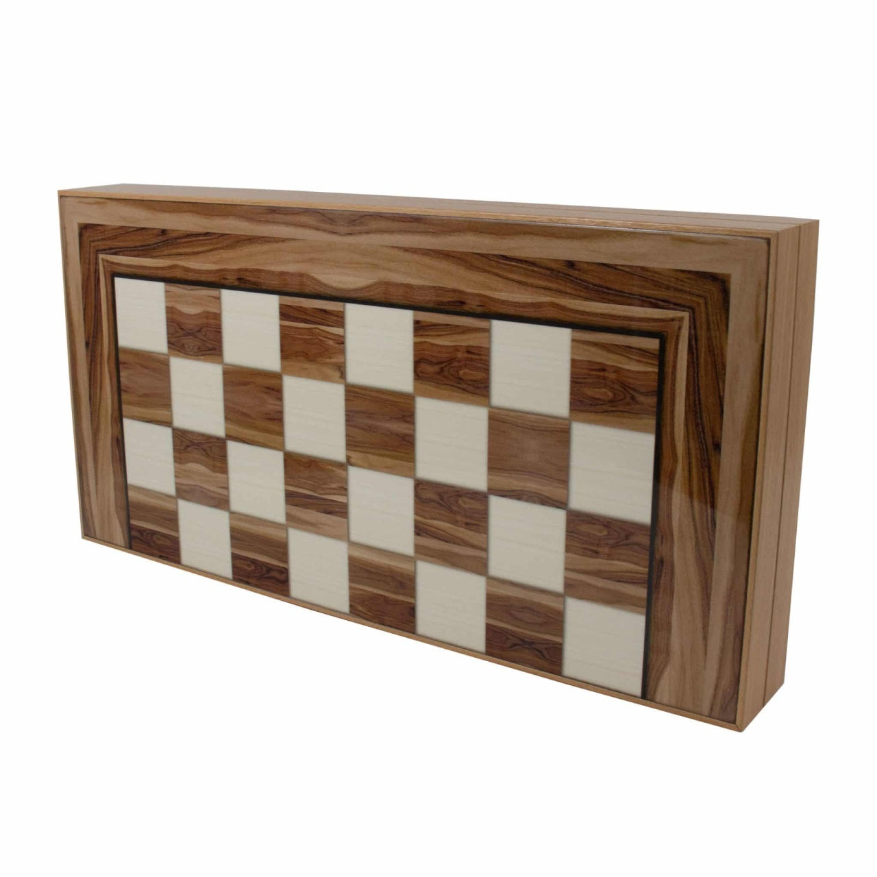 Joc de table din lemn lacuit 50x50 cm, americano, cu 2 zaruri si 30 piese