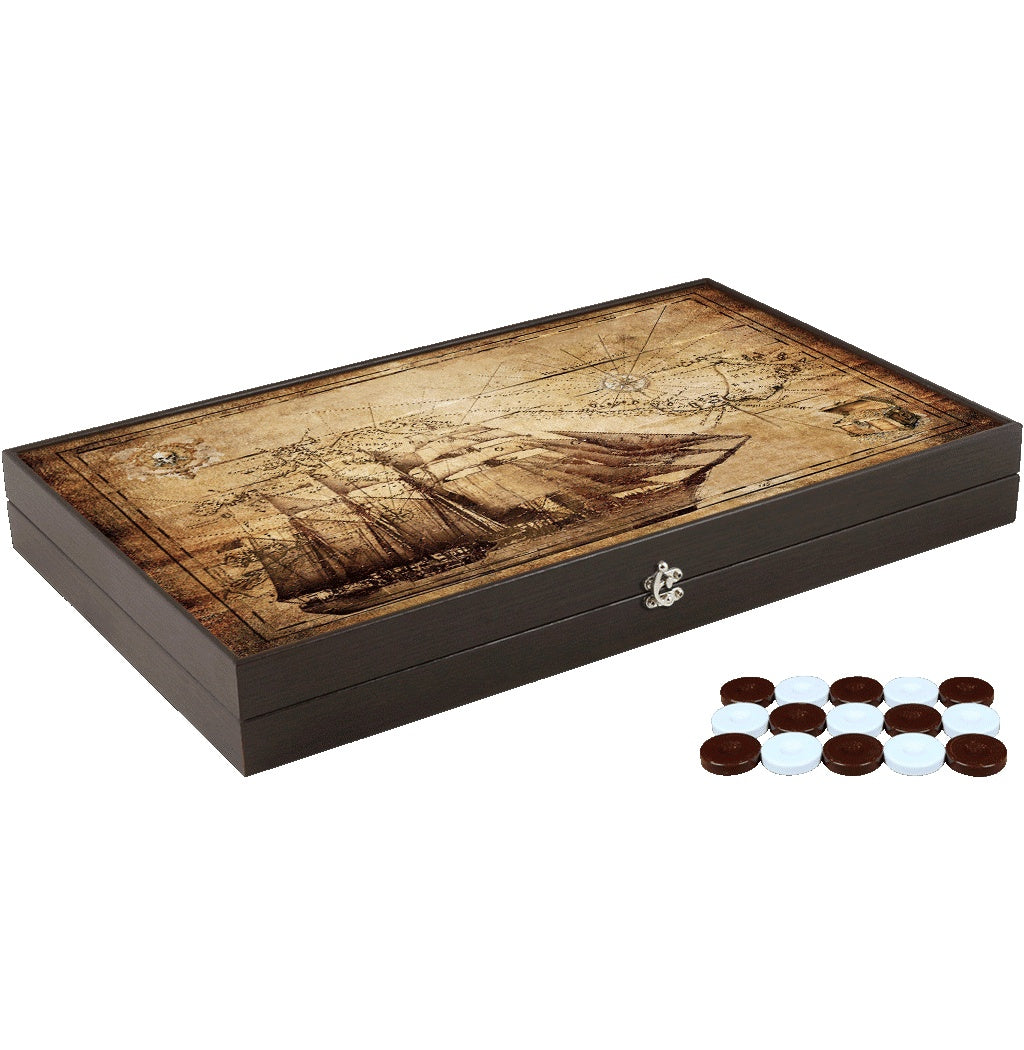 Joc de table din piele ecologica, model PIRATE SHIP, dimensiuni 58x48 cm