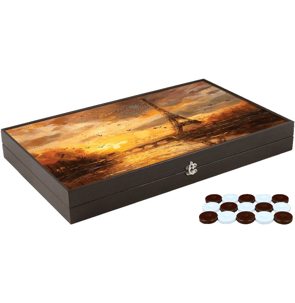 Joc de table din piele ecologica, model TURN EIFFE, cutie 58x48 cm