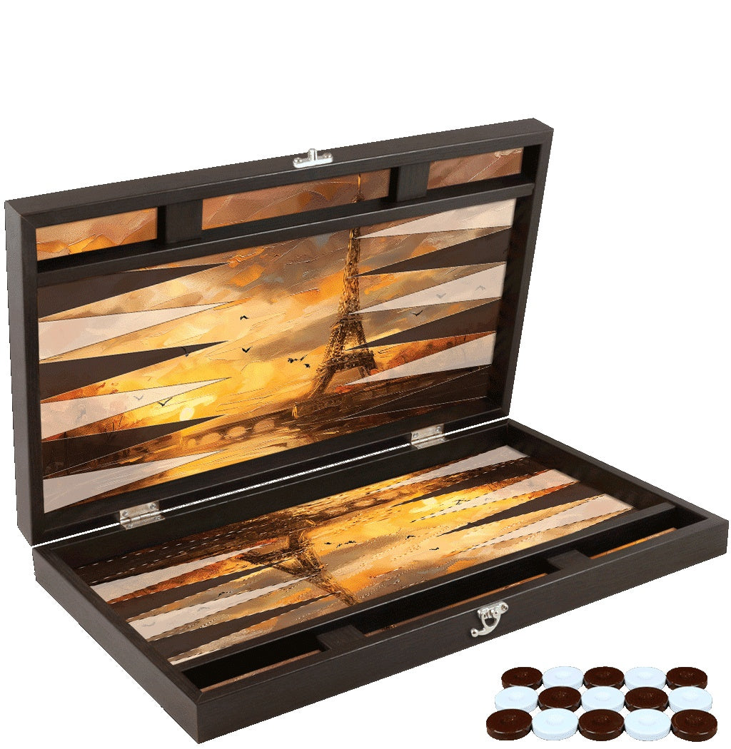 Joc de table din piele ecologica, model TURN EIFFE, cutie 58x48 cm